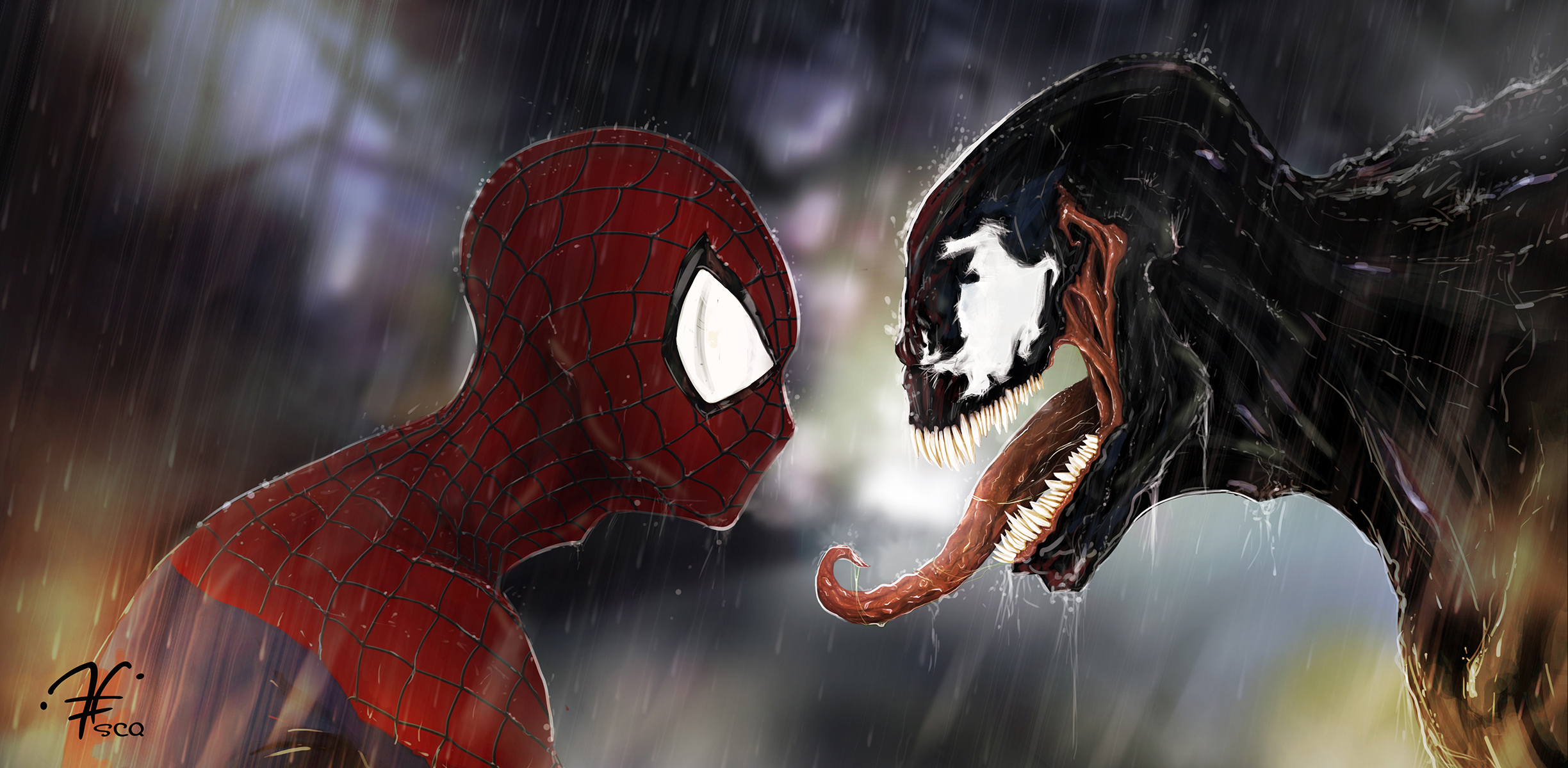 Spiderman Vs Venom Digital Artwork