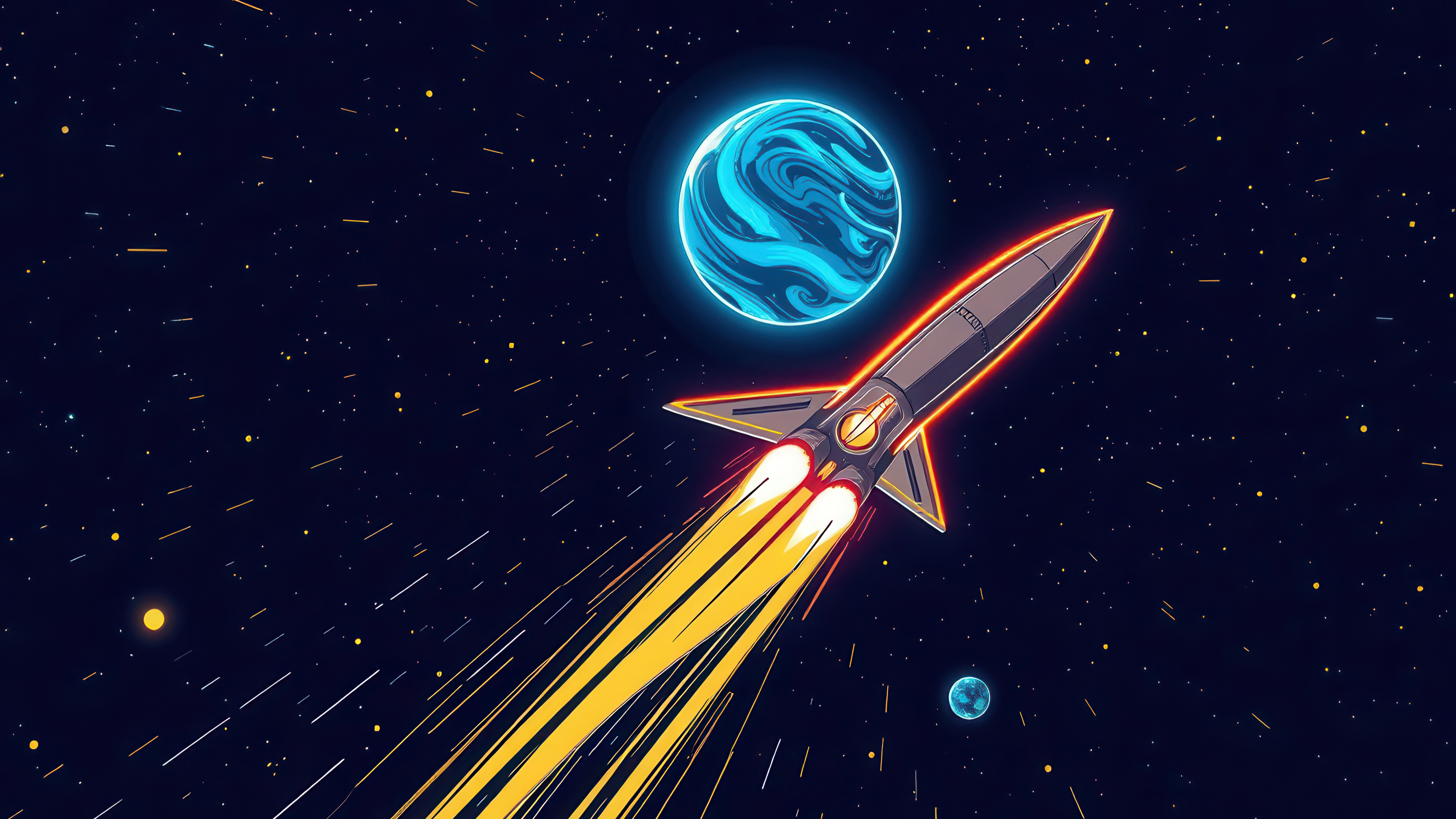 Rocket Blasting Through Star Field